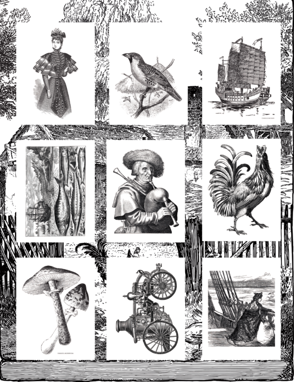 PDF Coloring Through Time Vintage Grayscale Coloring Book: Volume 1 - Image 2